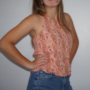 Boho lace-up tank top